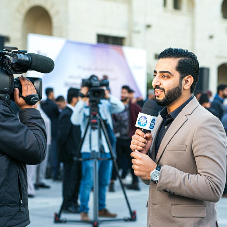 arabic tv reporter outdoor tv interview 1232930 3133